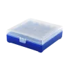 BOITE DE RANGEMENT BLEU COUVERCLE TRANSPARENT 100 MUNITIONS CAL 9MM
