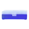 BOITE DE RANGEMENT BLEU COUVERCLE TRANSPARENT 100 MUNITIONS CAL 9MM