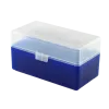 BOITE DE RANGEMENT BLEU COUVERCLE TRANSPARENT 50 MUNITIONS CAL 243
