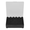 BOITE DE RANGEMENT NOIRE COUVERCLE TRANSPARENT 100 MUNITIONS CAL 22LR - 25 ACP