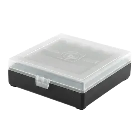 BOITE DE RANGEMENT NOIRE COUVERCLE TRANSPARENT 100 MUNITIONS CAL 22LR - 25 ACP