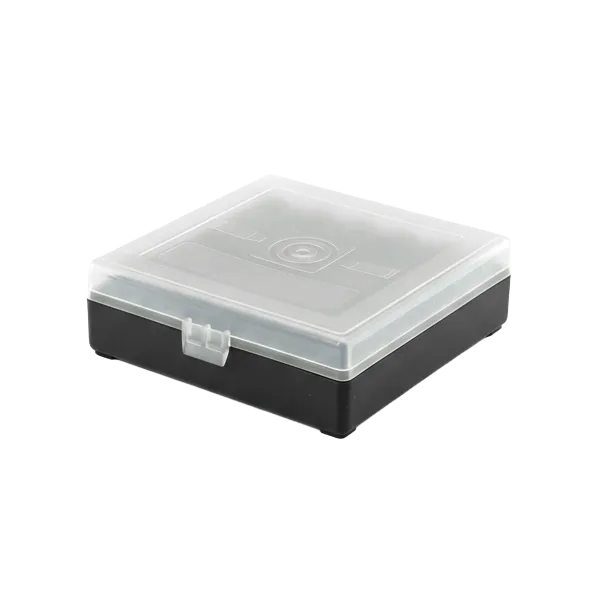 BOITE DE RANGEMENT NOIRE COUVERCLE TRANSPARENT 100 MUNITIONS CAL 22LR - 25 ACP