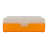 BOITE DE RANGEMENT ORANGE COUVERCLE TRANSPARENT 100 MUNITIONS CAL 9MM