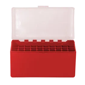 BOITE DE RANGEMENT ROUGE COUVERCLE TRANSPARENT 50 MUNITIONS CAL 30-06