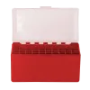 BOITE DE RANGEMENT ROUGE COUVERCLE TRANSPARENT 50 MUNITIONS CAL 30-06