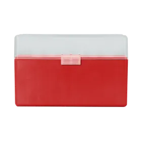 BOITE DE RANGEMENT ROUGE COUVERCLE TRANSPARENT 50 MUNITIONS CAL 30-06