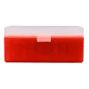 BOITE DE RANGEMENT ROUGE COUVERCLE TRANSPARENT 50 MUNITIONS CAL 357 MAG