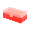 BOITE DE RANGEMENT ROUGE COUVERCLE TRANSPARENT 50 MUNITIONS CAL 357 MAG