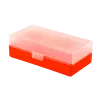 BOITE DE RANGEMENT ROUGE COUVERCLE TRANSPARENT 50 MUNITIONS CAL 45LC/44MAG
