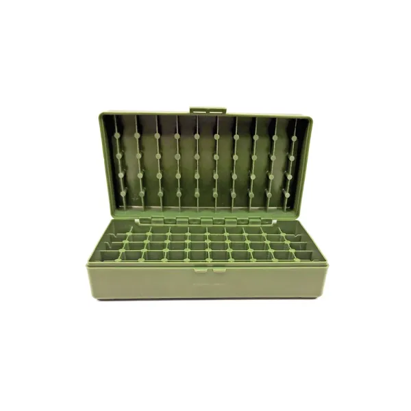 BOITE DE RANGEMENT VERTE 50 MUNITIONS CAL 45 ACP