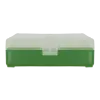 BOITE DE RANGEMENT VERTE COUVERCLE TRANSPARENT 100 MUNITIONS CAL 9MM