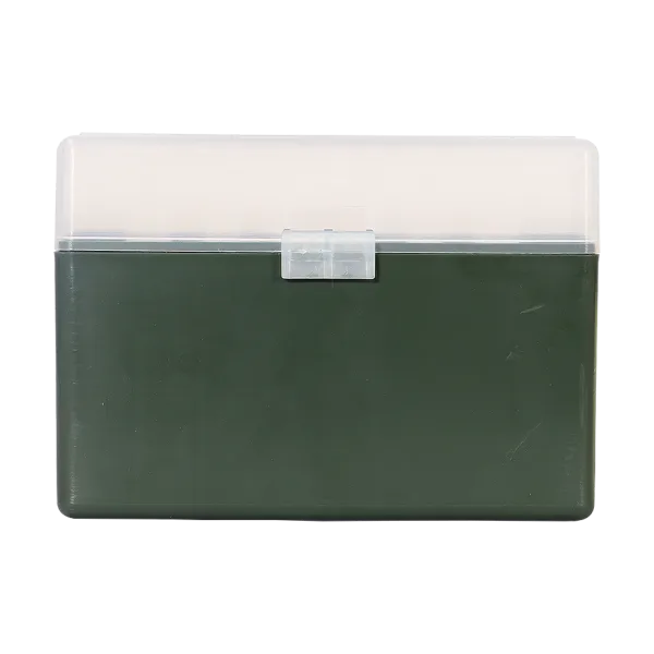 BOITE DE RANGEMENT VERTE COUVERCLE TRANSPARENT 32 MUNITIONS CAL 338L