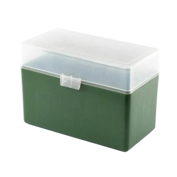 BOITE DE RANGEMENT VERTE COUVERCLE TRANSPARENT 32 MUNITIONS CAL 338L