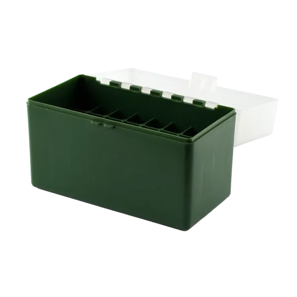 BOITE DE RANGEMENT VERTE COUVERCLE TRANSPARENT 32 MUNITIONS CAL 338L