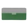 BOITE DE RANGEMENT VERTE COUVERCLE TRANSPARENT 50 MUNITIONS CAL 223
