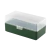 BOITE DE RANGEMENT VERTE COUVERCLE TRANSPARENT 50 MUNITIONS CAL 223
