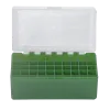 BOITE DE RANGEMENT VERTE COUVERCLE TRANSPARENT 50 MUNITIONS CAL 243