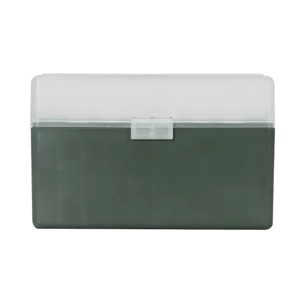 BOITE DE RANGEMENT VERTE COUVERCLE TRANSPARENT 50 MUNITIONS CAL 30-06