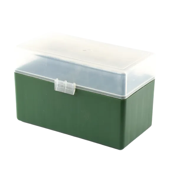 BOITE DE RANGEMENT VERTE COUVERCLE TRANSPARENT 50 MUNITIONS CAL 30-06