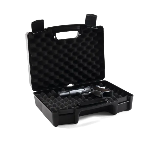 MALLETTE ARME DE POING, FERMETURE 2 ATTACHES, MOUSSE ALVEOLEE, 37,5X28X13 CM
