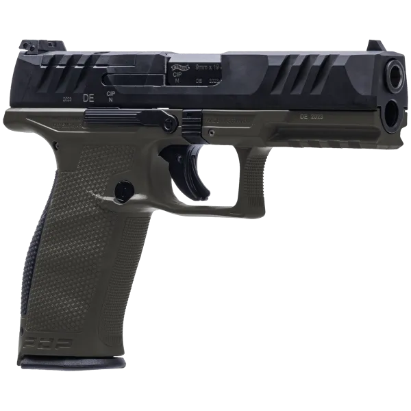 PIST PDP FULL SIZE WALTHER 4,5'' CAL 9X19, 18 COUPS - OD GREEN