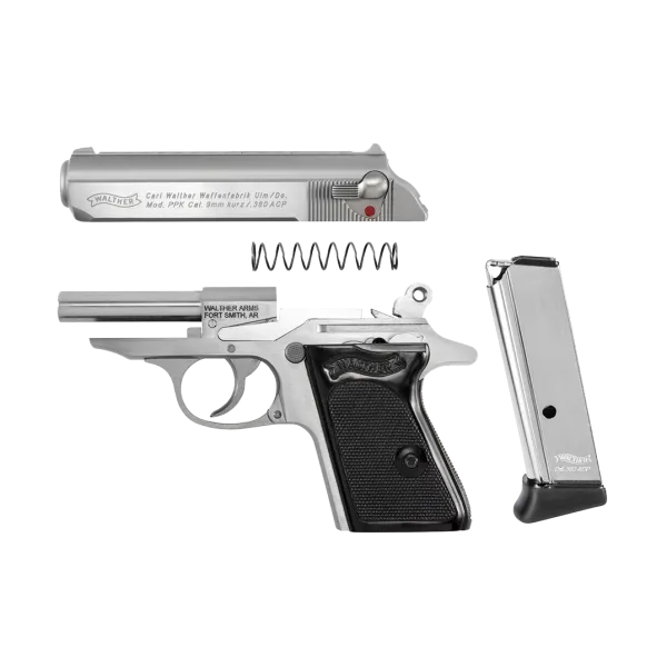 PIST PPK WALTHER CAL 380 ACP, 6 COUPS - INOX
