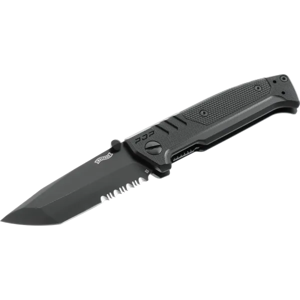 COUTEAU PLIANT WALTHER PDP TANTO FOLDER BLACK - PARTIELLEMENT CRANTEE