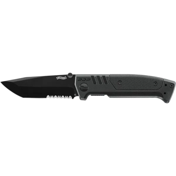 COUTEAU PLIANT WALTHER PDP TANTO FOLDER BLACK - PARTIELLEMENT CRANTEE