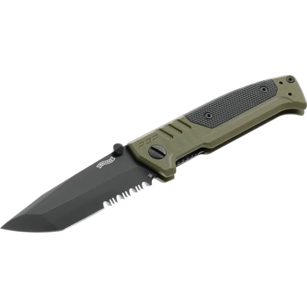 COUTEAU PLIANT WALTHER PDP TANTO FOLDER OD GREEN - PARTIELLEMENT CRANTEE