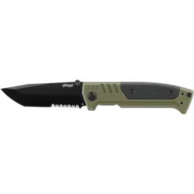 COUTEAU PLIANT WALTHER PDP TANTO FOLDER OD GREEN - PARTIELLEMENT CRANTEE