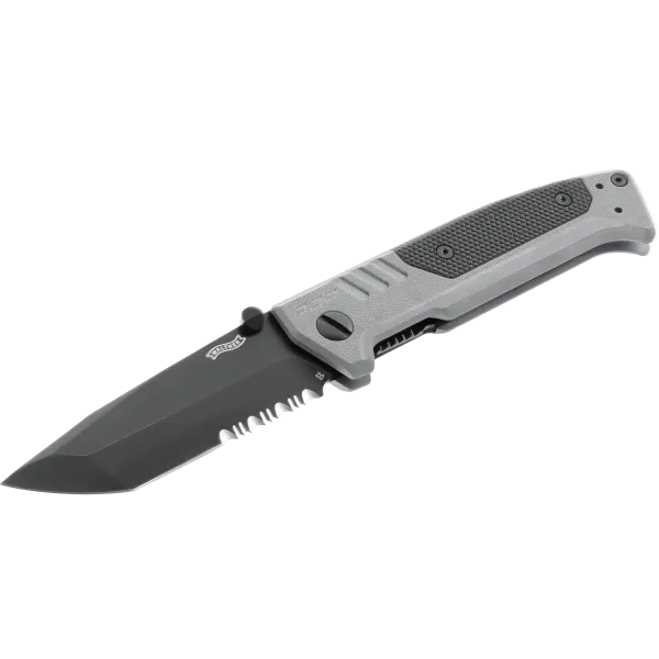 COUTEAU PLIANT WALTHER PDP TANTO FOLDER TUNGSTEN GREY - PARTIELLEMENT CRANTEE
