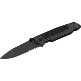 COUTEAU PLIANT WALTHER Q5 STEEL FRAME FOLDER BLACKWASH SERRATED