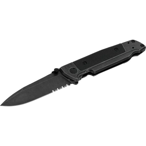 COUTEAU PLIANT WALTHER Q5 STEEL FRAME FOLDER BLACKWASH SERRATED