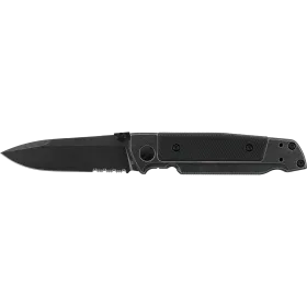 COUTEAU PLIANT WALTHER Q5 STEEL FRAME FOLDER BLACKWASH SERRATED