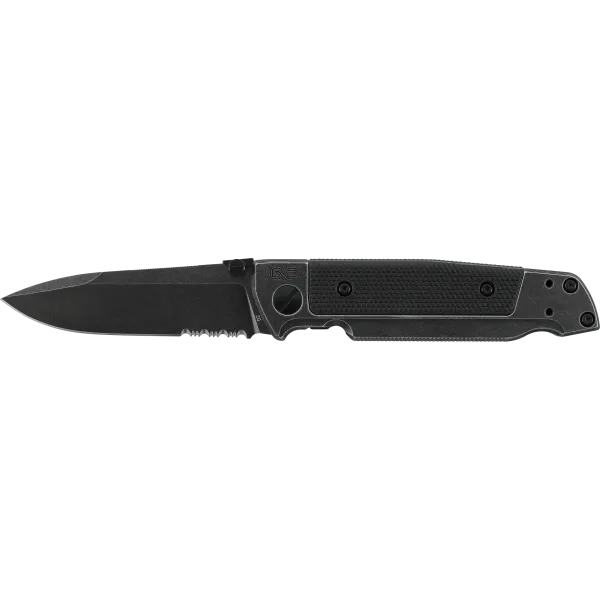 COUTEAU PLIANT WALTHER Q5 STEEL FRAME FOLDER BLACKWASH SERRATED