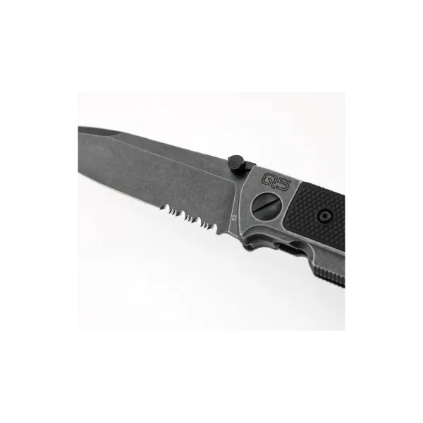 COUTEAU PLIANT WALTHER Q5 STEEL FRAME FOLDER BLACKWASH SERRATED