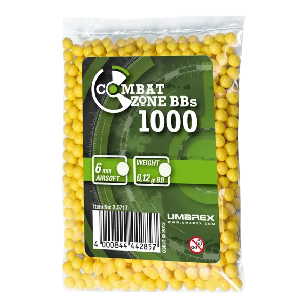 BILLES BBS 6MM COMBAT ZONE JAUNE 0.12G SACHET X1000