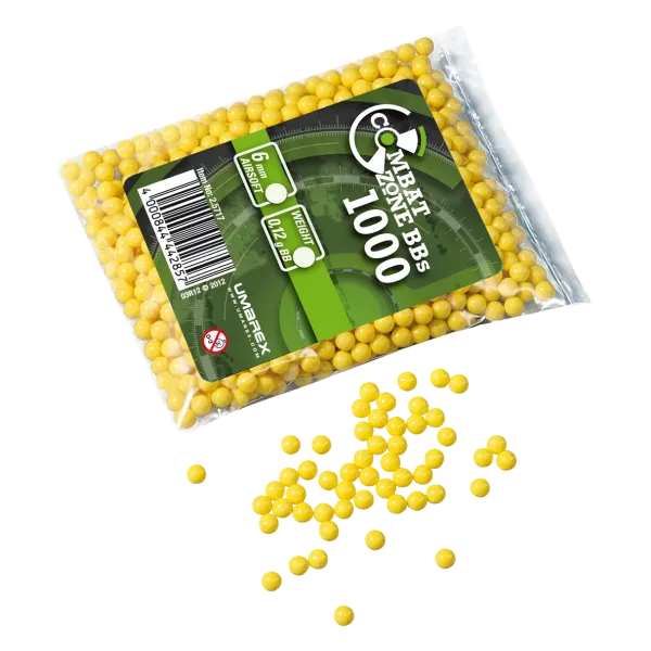 BILLES BBS 6MM COMBAT ZONE JAUNE 0.12G SACHET X1000