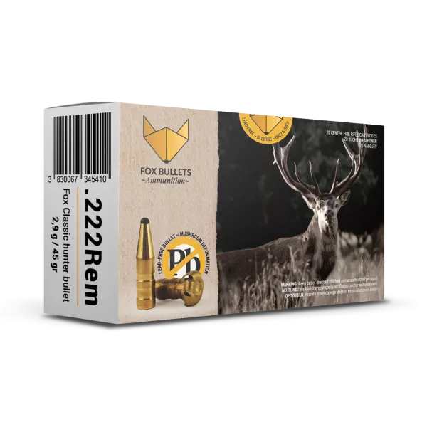 CART SANS PLOMB FOX BULLETS 222REM FOX CLASSIC HUNTER 45 GR (PAR BOITE DE 20)