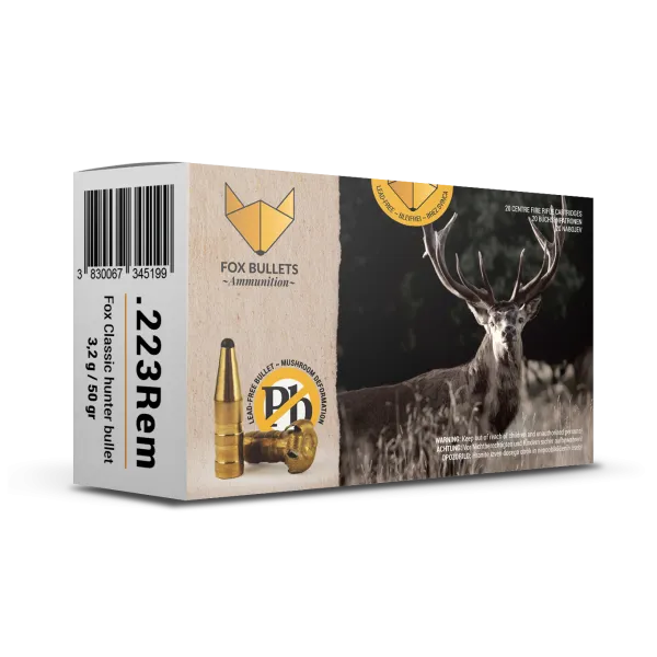 CART SANS PLOMB FOX BULLETS 223REM FOX CLASSIC HUNTER 50 GR (PAR BOITE DE 20)