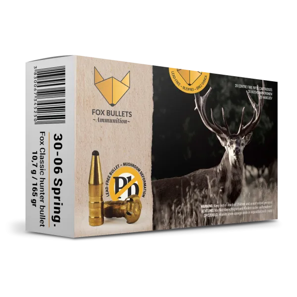CART SANS PLOMB FOX BULLETS 30-06 FOX CLASSIC HUNTER 165 GR (PAR BOITE DE 20)