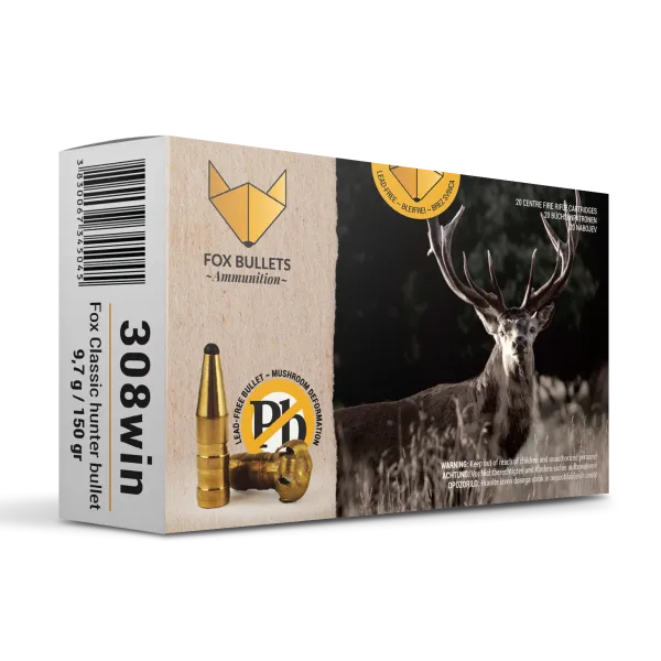 CART SANS PLOMB FOX BULLETS 308WIN FOX CLASSIC HUNTER 150 GR (PAR BOITE DE 20)