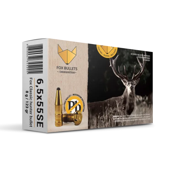 CART SANS PLOMB FOX BULLETS 6,5X55SE FOX CLASSIC HUNTER 123 GR (PAR BOITE DE 20)