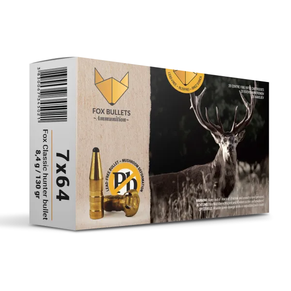 CART SANS PLOMB FOX BULLETS 7X64 FOX CLASSIC HUNTER 130 GR (PAR BOITE DE 20)