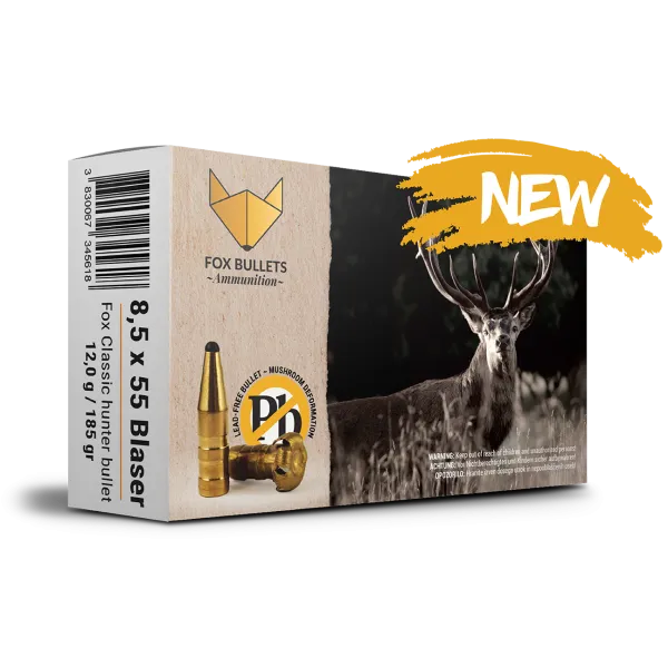 CART SANS PLOMB FOX BULLETS 8.5X55 BLASER FOX CLASSIC HUNTER 185GR (BOITE DE 20)