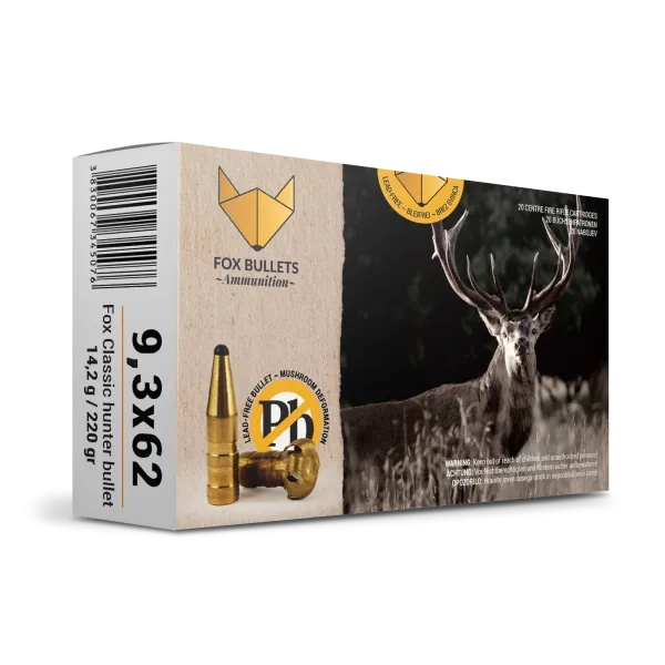 CART SANS PLOMB FOX BULLETS 9,3X62 FOX CLASSIC HUNTER 220 GR (PAR BOITE DE 20)