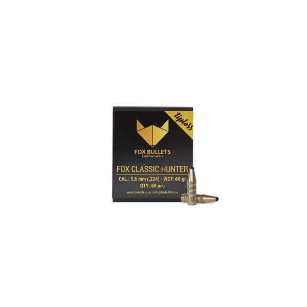 OGIVES SANS PLOMB FOX CLASSIC HUNTER 5,6 MM (.224) 60 GR - 50 PIECES