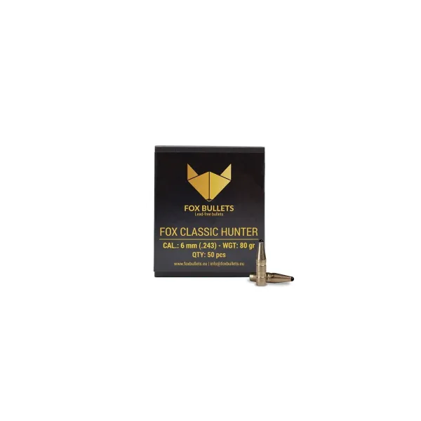 OGIVES SANS PLOMB FOX CLASSIC HUNTER 6MM (.243) 80 GR - 50 PIECES