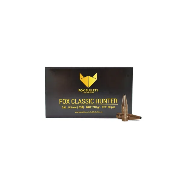 OGIVES SANS PLOMB FOX CLASSIC HUNTER 8,5 MM (.338) 210 GR - 50 PIECES
