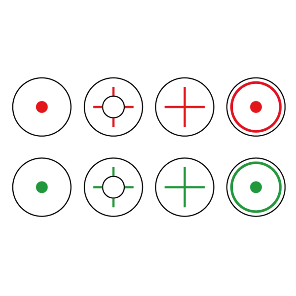 VISEUR KONUS SIGHT PRO 1X35 4 RETICULES LUMINEUX INTERCHANGEABLES ROUGE-VERT
